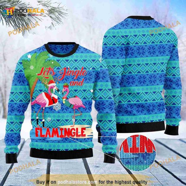 Flamingo Lets Jingle Ugly Christmas 3D Sweater