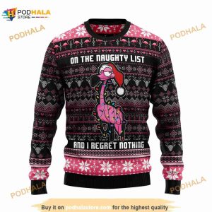 Flamingo Naughty List Ugly Christmas 3D Sweater