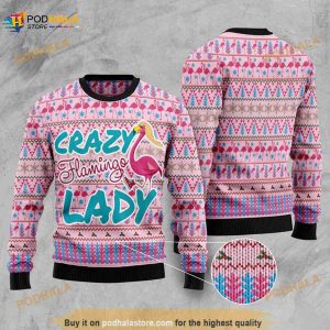 Flamingo Pink Flamingo Lady Ugly Christmas 3D Sweater