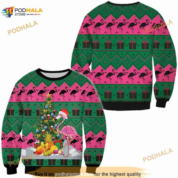 Flamingo Tree Ugly Christmas 3D Sweater