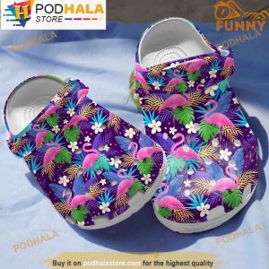 Flamingo Tropical Floral Colorful 3D Crocs, Funny Crocs