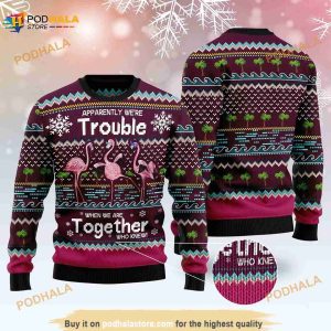 Flamingo Trouble Ugly Christmas 3D Sweater