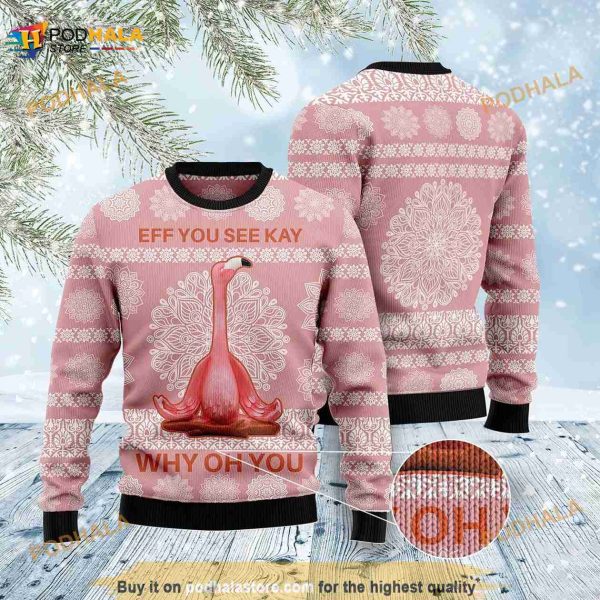Flamingo Why Oh You Ugly Christmas 3D Sweater