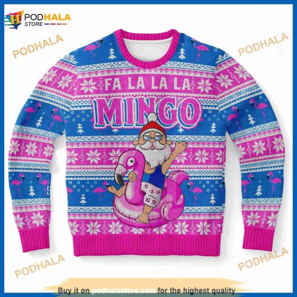 Flamingo Xmas Santa Sweatshirt, Bird 3D Sweater