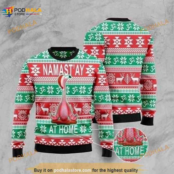 Flamingo Yoga Christmas Ugly Christmas 3D Sweater