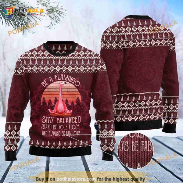 Flamingo Yoga Ugly Christmas 3D Sweater