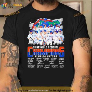 Florida Gators Baseball 2023 Gainesville Regional Champions Signatures Shirt 2
