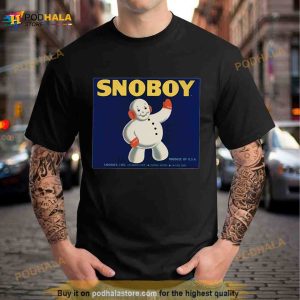 Food Crate Label Snoboy Snowman Fruit Vegetable Produce Shirt