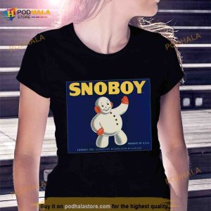 Food Crate Label Snoboy Snowman Fruit Vegetable Produce Shirt 2