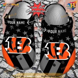 Football Crocs Personalized Cincinnati Bengals Star Flag Clog Shoes