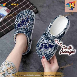 Football Crocs Personalized Dallas Cowboys Ripped Zebra Print Paint Clog Shoes 2