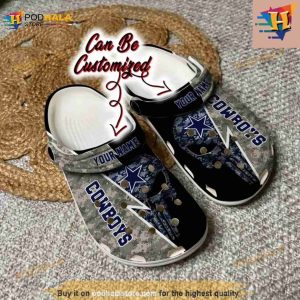 Football Crocs Personalized Dallas Cowboys Skull Camo Blue Clog Shoes