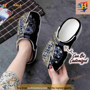 Football Crocs Personalized Dallas Cowboys Skull Camo Blue Clog Shoes 2