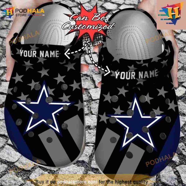 Football Crocs Personalized Dallas Cowboys Star Flag Clog Shoes