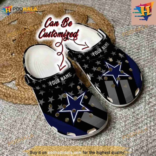 Football Crocs Personalized Dallas Cowboys Star Flag Clog Shoes