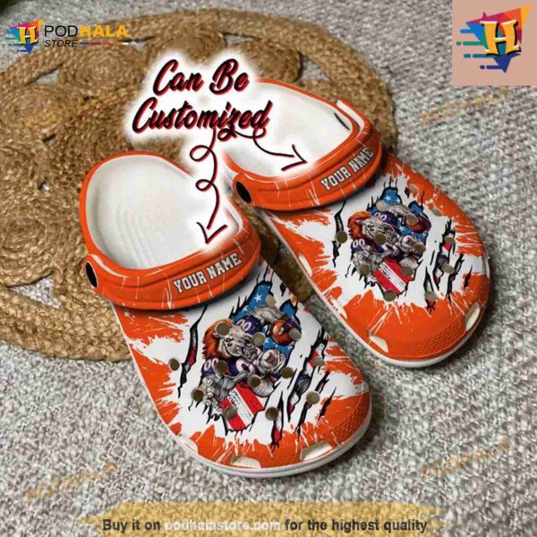 Football Crocs Personalized Denver Broncos Mascot Ripped Flag Clog Shoes