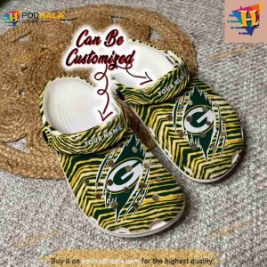 Football Crocs Personalized Green Bay Packers Ripped Zebra Print Paint Clog Shoes