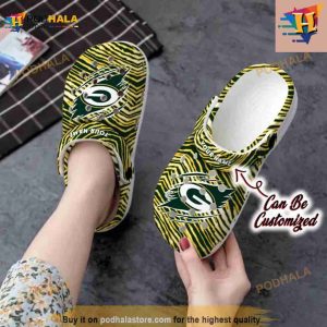 Football Crocs Personalized Green Bay Packers Ripped Zebra Print Paint Clog Shoes 3