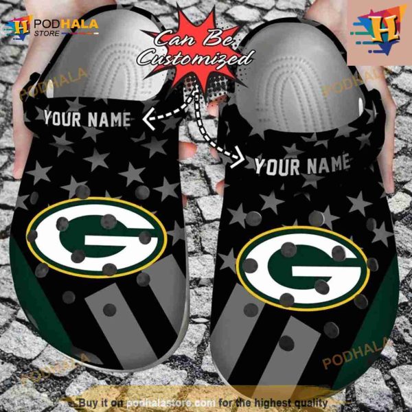 Football Crocs Personalized Green Bay Packers Star Flag Clog Shoes