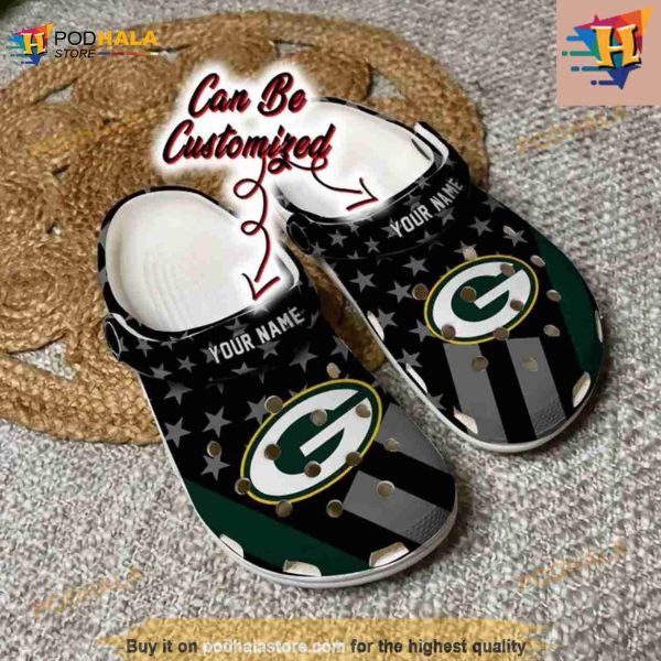 Football Crocs Personalized Green Bay Packers Star Flag Clog Shoes
