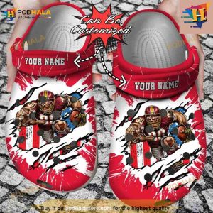 Football Crocs Personalized Kansas City Chiefs Mascot Ripped Flag Clog Shoes