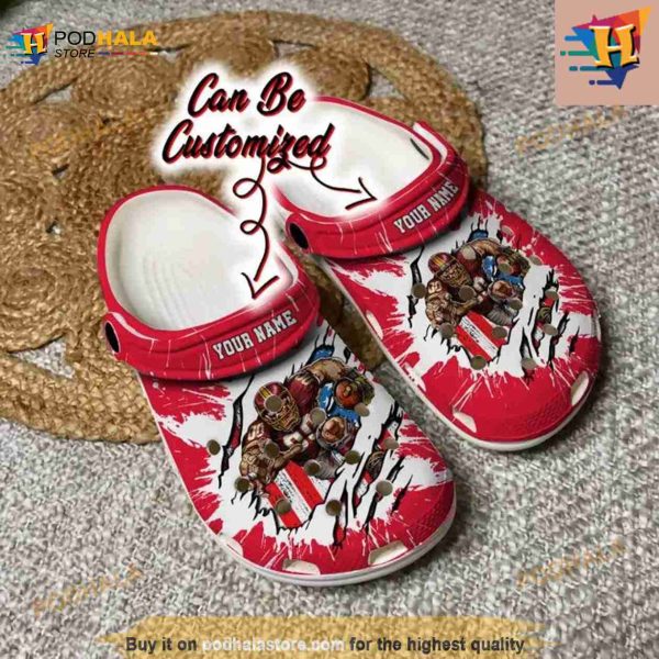 Football Crocs Personalized Kansas City Chiefs Mascot Ripped Flag Clog Shoes