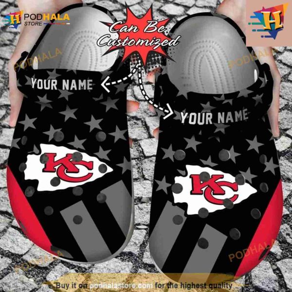 Football Crocs Personalized Kansas City Chiefs Star Flag Clog Shoes