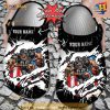 Football Crocs Personalized Las Vegas Raiders Mascot Ripped Flag Clog Shoes