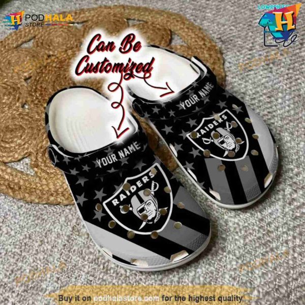 Football Crocs Personalized Las Vegas Raiders Star Flag Clog Shoes