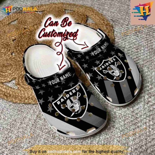 Football Crocs Personalized Las Vegas Raiders Star Flag Clog Shoes