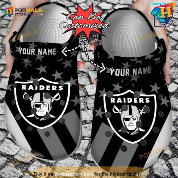 Football Crocs Personalized Las Vegas Raiders Star Flag Clog Shoes