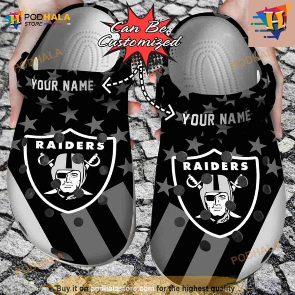 Football Crocs Personalized Las Vegas Raiders Star Flag Clog Shoes