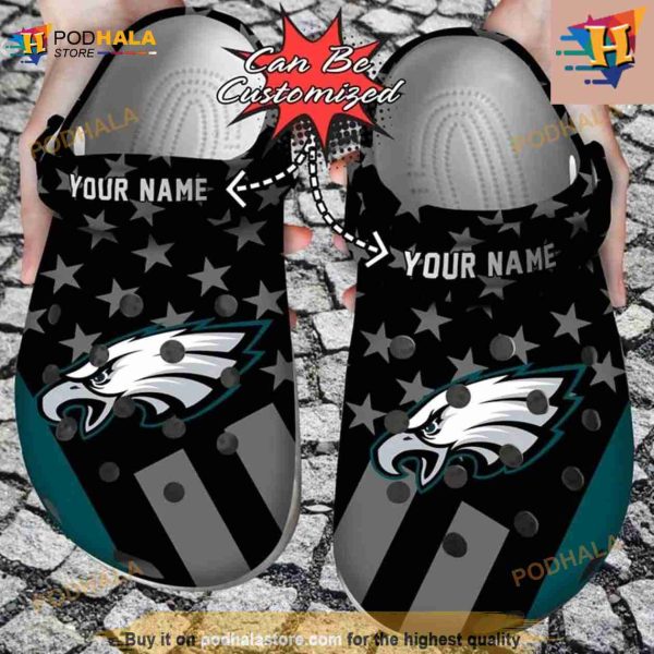 Football Crocs Personalized Philadelphia Eagles Star Flag Clog Shoes