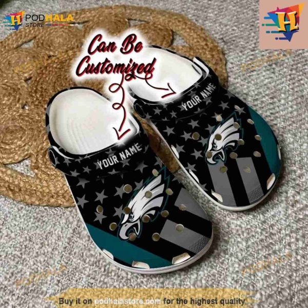Football Crocs Personalized Philadelphia Eagles Star Flag Clog Shoes