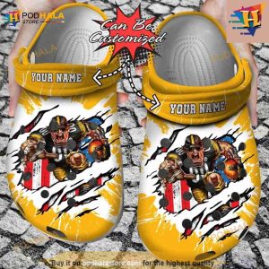 Football Crocs Personalized Pittsburgh Steelers Ripped Zebra Print Paint Clog Shoes