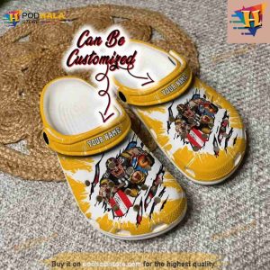 Football Crocs Personalized Pittsburgh Steelers Ripped Zebra Print Paint Clog Shoes 2