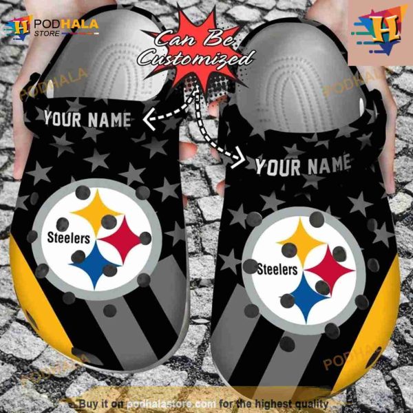 Football Crocs Personalized Pittsburgh Steelers Star Flag Clog Shoes
