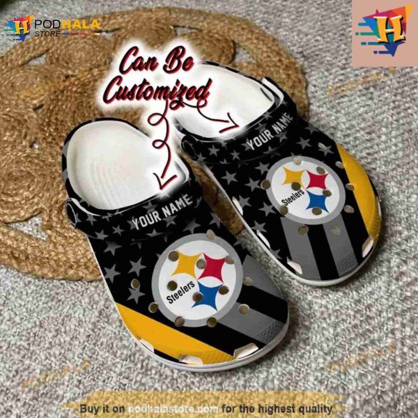 Football Crocs Personalized Pittsburgh Steelers Star Flag Clog Shoes