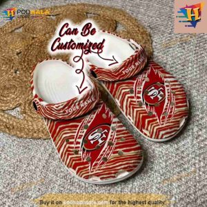 Football Crocs Personalized San Francisco 49ers Ripped Zebra Print Paint Clog Shoes