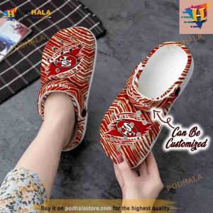 Football Crocs Personalized San Francisco 49ers Ripped Zebra Print Paint Clog Shoes 2