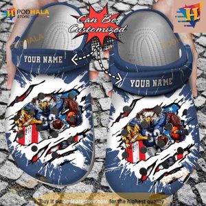Football Crocs Personalized Seattle Seahawks Mascot Ripped Flag Clog Shoes