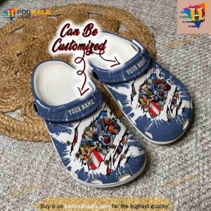 Football Crocs Personalized Seattle Seahawks Mascot Ripped Flag Clog Shoes 2