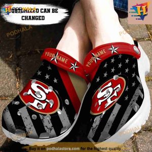 Football Crocs Personalized Sf 49ers American Flag Clog Shoes
