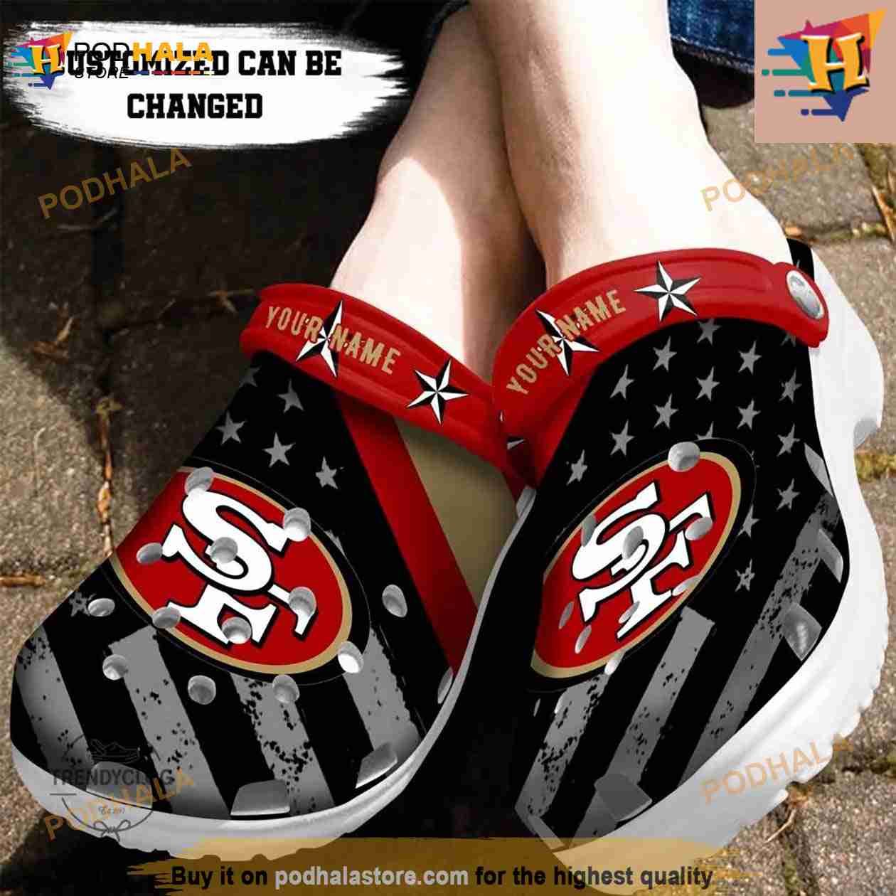 Football Personalized American Flag Team Sf 49ers NFL 3D Crocs Slippers -  Bring Your Ideas, Thoughts And Imaginations Into Reality Today