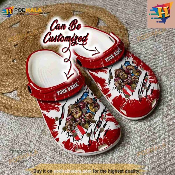 Football Crocs Personalized Sf 49ers Mascot Ripped Flag Clog Shoes