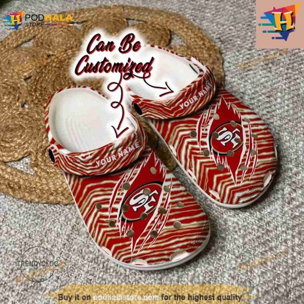 Football Crocs Personalized Sf 49ers Ripped Zebra Print Paint Clog Shoes