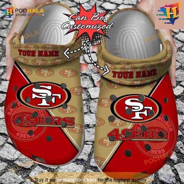 Football Crocs Personalized Sf 49ers Team Pattern Clog Shoes