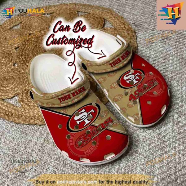 Football Crocs Personalized Sf 49ers Team Pattern Clog Shoes