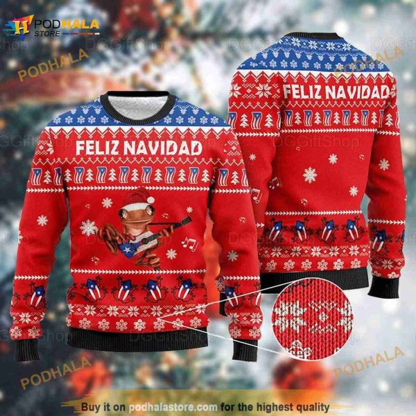 Frog Santa Claus 3D Funny Ugly Sweater, Feliz Navidad Frog Xmas Gift