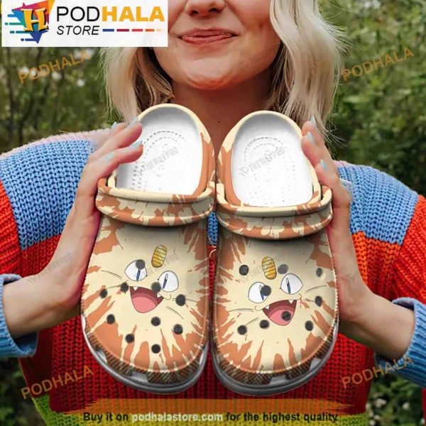 Funny Face Meowth Pokemon 3D Crocs Clog Shoes, Funny Crocs